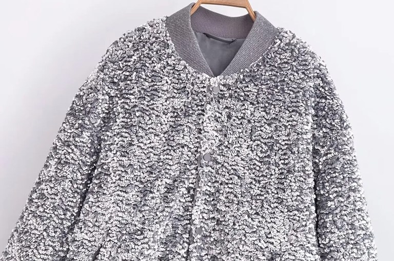 Womens Beaded Vintage button ribbed long sleeve Jacket