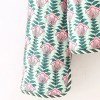 Womens Floral Print Fan Quilted Vintage Coat Pink Green