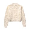 Womens Textured Ivory Knit Round Collar Jumper