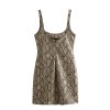 Womens Faux Leather Snakeskin Print Strap Backless Mini Dress