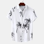 Men’s Casual Palm Tree Short Sleeve Beach Shirt – Summer New Arrival
