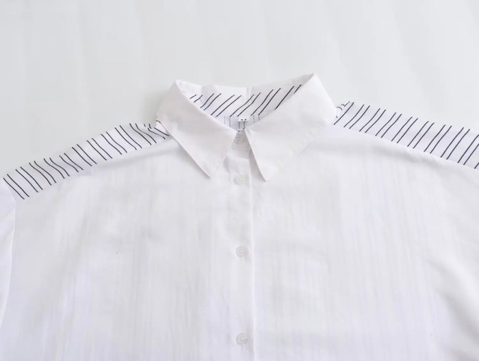 Womens Stripe Single Button Up Oversized White Shirt Womens Stripe Single Button Up Oversized White Shirt