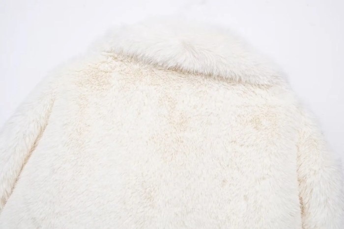 Womens Thick Warm Winter Faux Fur Vintage Long Sleeve Coat White