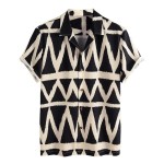Casual Fashion Men’s Diamond Square Printed Short-sleeved Shirt Casual Fashion Men’s Diamond Square Printed Short-sleeved Shirt