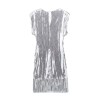 Womens Sleeveless Sequined Tassel Silver Round Collar Mini Dress Womens Sleeveless Sequined Tassel Silver Round Collar Mini Dress