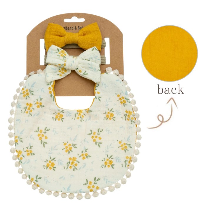 3Pcs/Set Baby Flower Bibs & Headbands 3Pcs/Set Baby Flower Bibs & Headbands