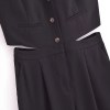 Womens Pleated Long Drop V Neck Side Cutout Vest Playsuit