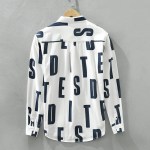 Retro Design Men’s Long Sleeve Shirt with Letter Printing