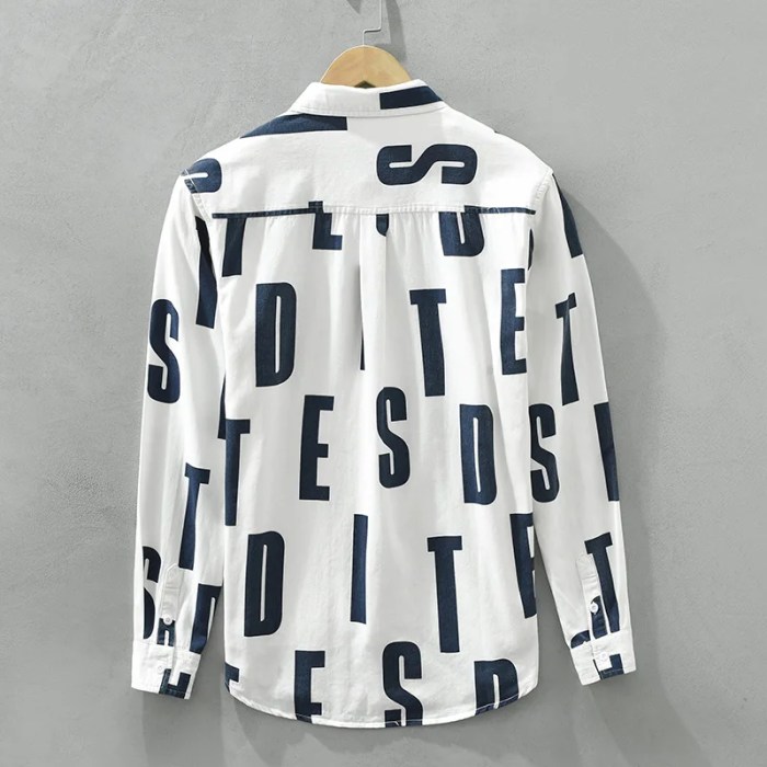 Retro Design Men’s Long Sleeve Shirt with Letter Printing Retro Design Men’s Long Sleeve Shirt with Letter Printing