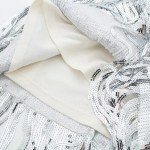 Womens Sleeveless Sequined Tassel Silver Round Collar Mini Dress Womens Sleeveless Sequined Tassel Silver Round Collar Mini Dress