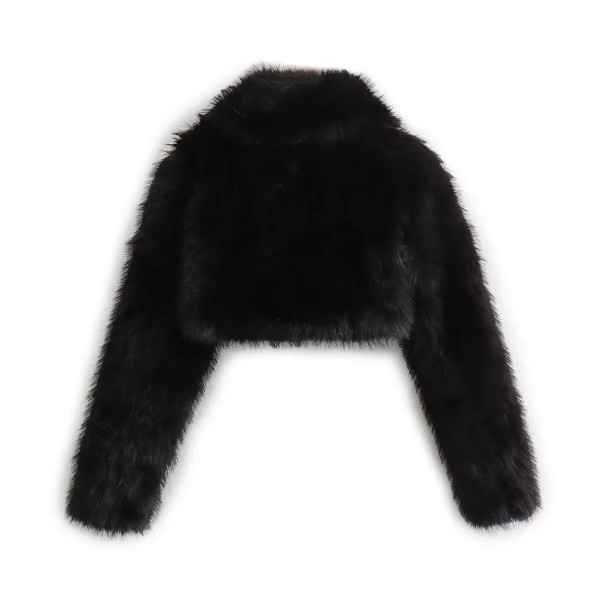Womens Warm Faux Fur Black Short Vintage Coat Womens Warm Faux Fur Black Short Vintage Coat