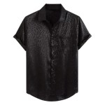 Jacquard Leopard Print Loose Casual Short Sleeved Shirt