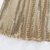 Womens Gold Mesh Spaghettini Strap Backless Slim Mini Party Dress