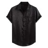 Jacquard Leopard Print Loose Casual Short Sleeved Shirt