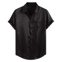 Jacquard Leopard Print Loose Casual Short Sleeved Shirt Jacquard Leopard Print Loose Casual Short Sleeved Shirt