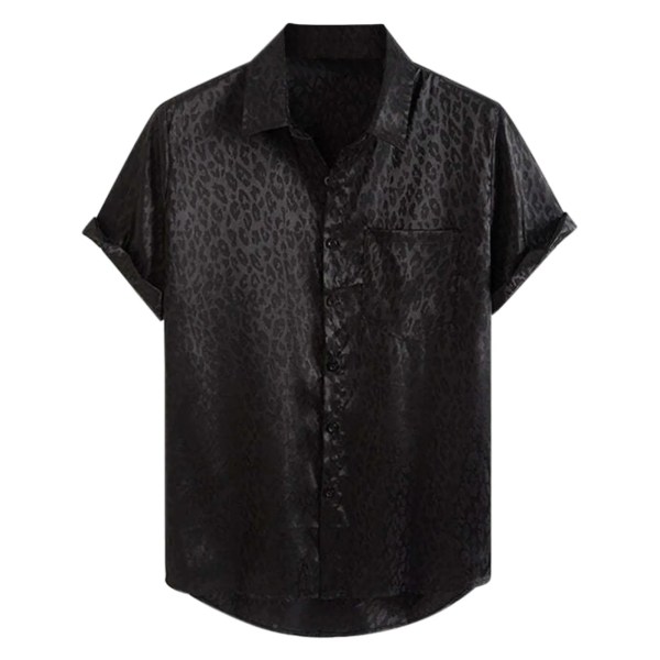 Jacquard Leopard Print Loose Casual Short Sleeved Shirt Jacquard Leopard Print Loose Casual Short Sleeved Shirt