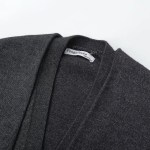 Womens Knot Knit V Neck Long Sleeve Cardigan Charcoal