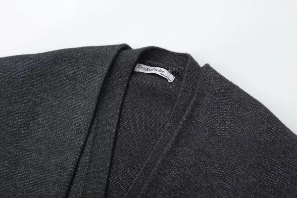 Womens Knot Knit V Neck Long Sleeve Cardigan Charcoal