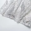 Womens Silver Sequined Sparkle Halter Slim Fit Backless Midi Dress Womens Silver Sequined Sparkle Halter Slim Fit Backless Midi Dress