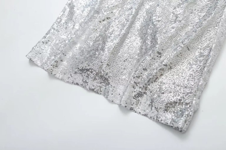 Womens Silver Sequined Sparkle Halter Slim Fit Backless Midi Dress Womens Silver Sequined Sparkle Halter Slim Fit Backless Midi Dress