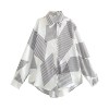 Womens Geometric White Black Stripe Oversized Shirt Womens Geometric White Black Stripe Oversized Shirt