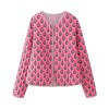 Womens Quilted Floral Fan Vintage Coat Womens Quilted Floral Fan Vintage Coat