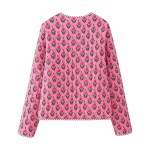 Womens Quilted Floral Fan Vintage Coat Womens Quilted Floral Fan Vintage Coat