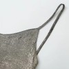 Womens Metallic Foil Thin Strap Backless Low cut Slim Fit Mini dress