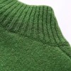 Womens Green Knit Cropped Turtleneck Jumper