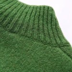 Womens Green Knit Cropped Turtleneck Jumper
