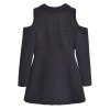 Womens Shoulder Cut out hugger long Sleeve Blazer Mini Dress In Black