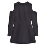 Womens Shoulder Cut out hugger long Sleeve Blazer Mini Dress In Black