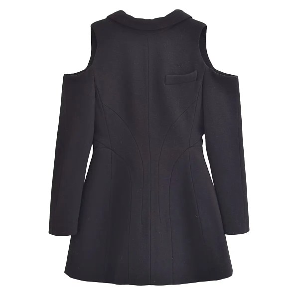 Womens Shoulder Cut out hugger long Sleeve Blazer Mini Dress In Black