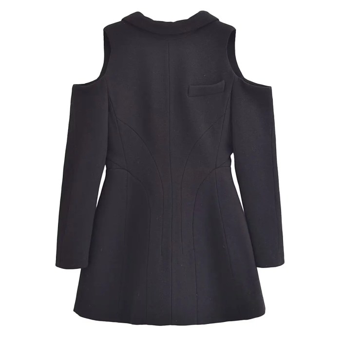 Womens Shoulder Cut out hugger long Sleeve Blazer Mini Dress In Black