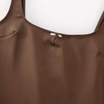 Womens Silk Satin Nude Slim Fit Strap Mini Dress in Chocolate