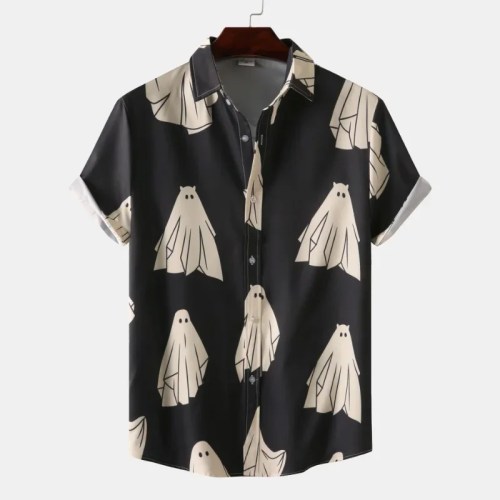 Men’s Short-sleeved Casual Fashion Lapel Tops – Spook Shirt