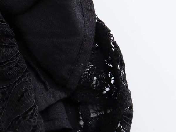 Womens Full Lace Sleeveless Black Playsuit High Collar