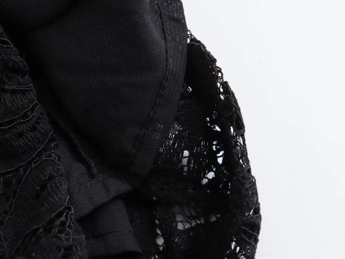 Womens Full Lace Sleeveless Black Playsuit High Collar