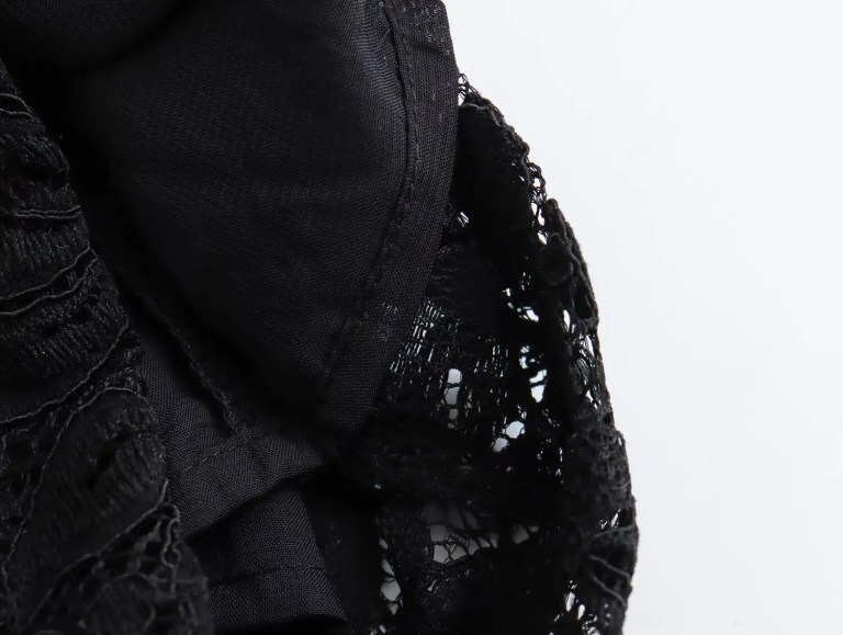 Womens Full Lace Sleeveless Black Playsuit High Collar