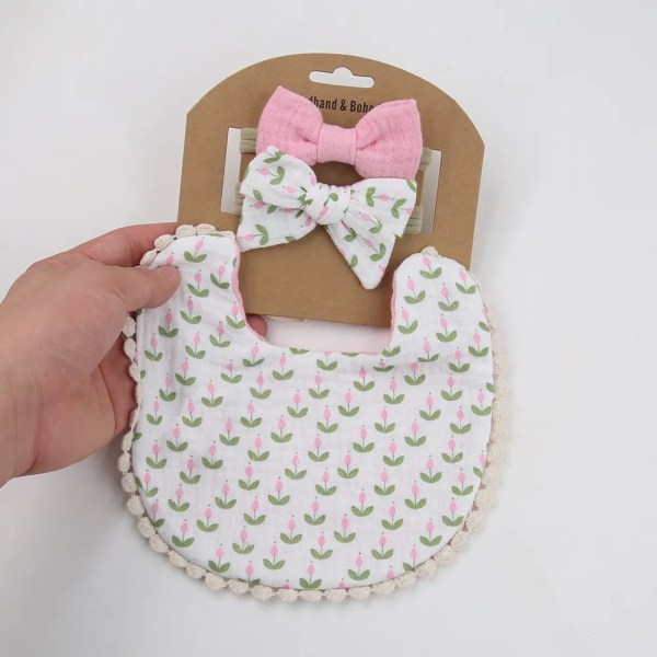 3Pcs/Set Baby Flower Bibs & Headbands