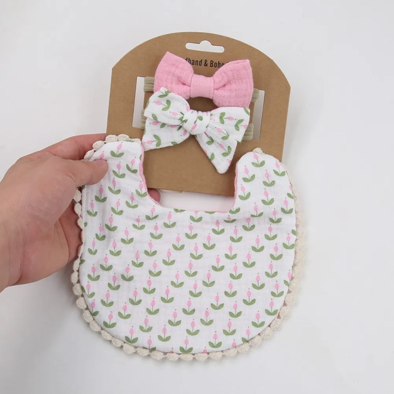 3Pcs/Set Baby Flower Bibs & Headbands