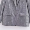Womens Metallic Silver Straight Cut Sequin Blazer