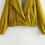Womens Mustard Retro Vintage Fan Collar Oversized Jacket
