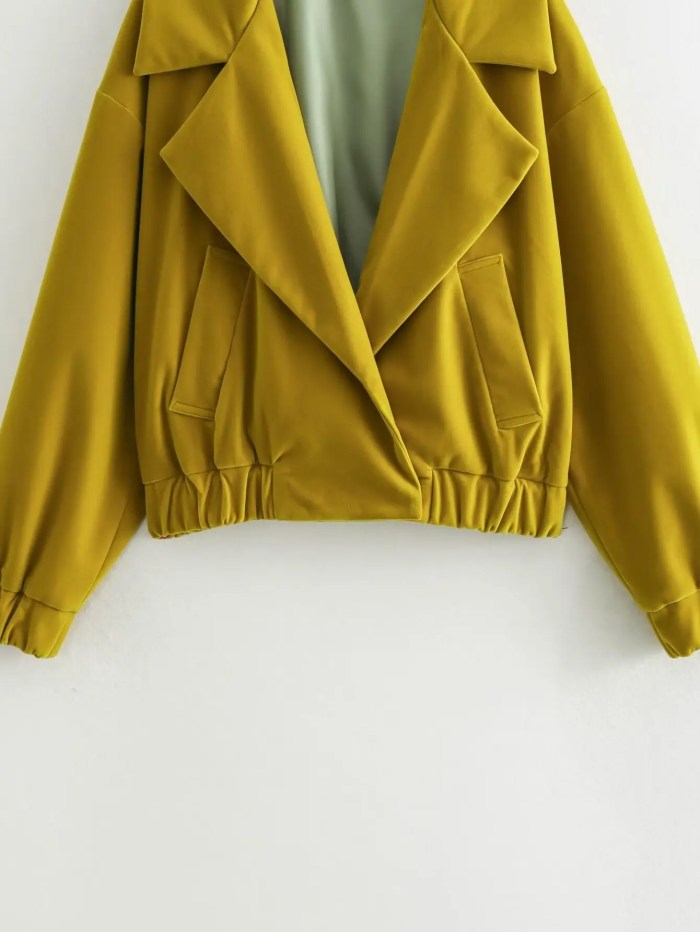 Womens Mustard Retro Vintage Fan Collar Oversized Jacket Womens Mustard Retro Vintage Fan Collar Oversized Jacket