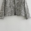 Womens Sequin Tweed Round Collar Vintage Jacket