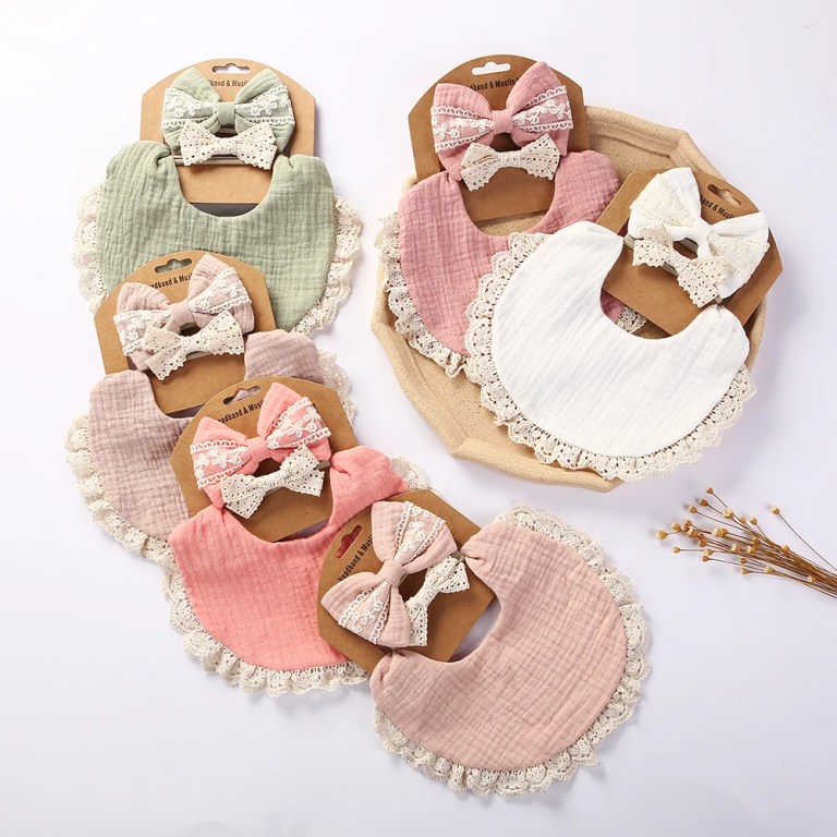3Pcs/Set Solid Muslin Cotton Bamboo Baby Bib 3Pcs/Set Solid Muslin Cotton Bamboo Baby Bib