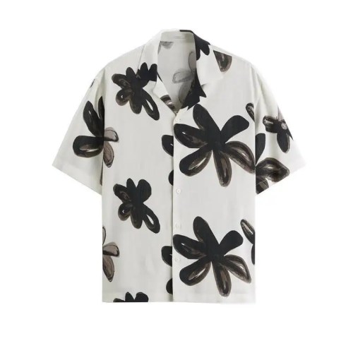 Casual Loose Lapel Brush Painted Printed Shirt – Summer Holiday Style for Men