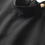 Womens Black Buckle Series Straight Cut Gold button Detail 50’s Glam Mini Dress