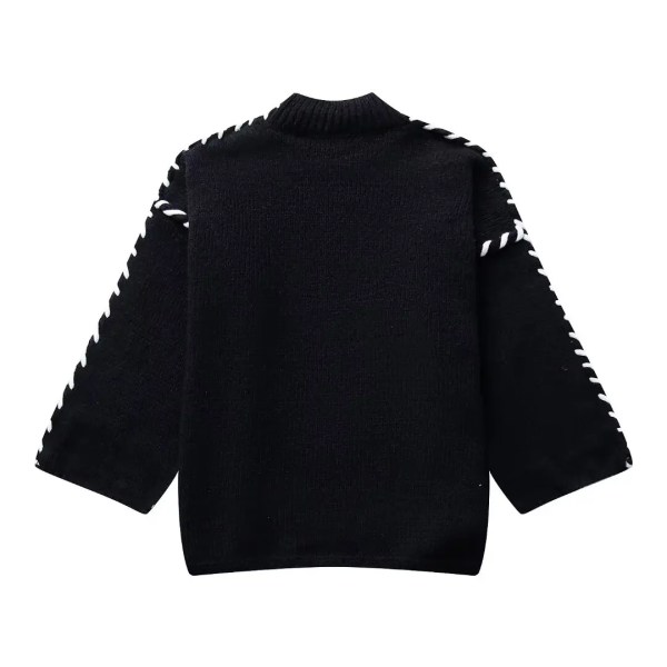 Womens Long-sleeved Knit Sweater Mock Collar