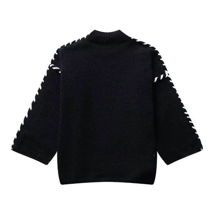 Womens Long-sleeved Knit Sweater Mock Collar